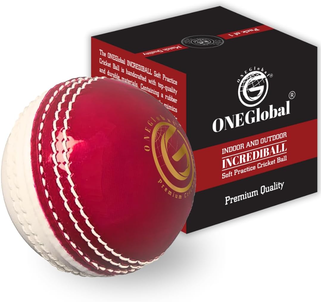 Incrediball Soft Practice Cricket Ball 1-Pack Red & White