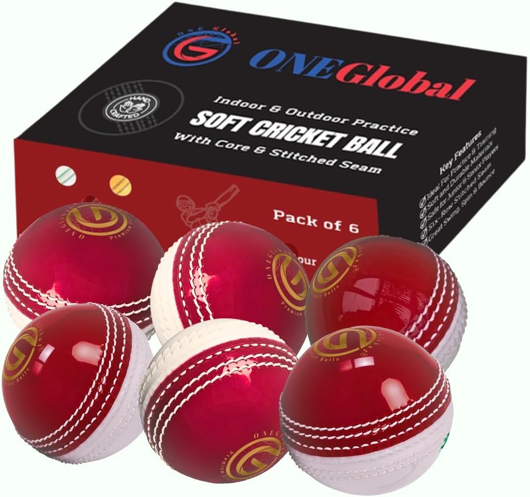 Incrediball Soft Practice Cricket Ball 6-Pack Red & White