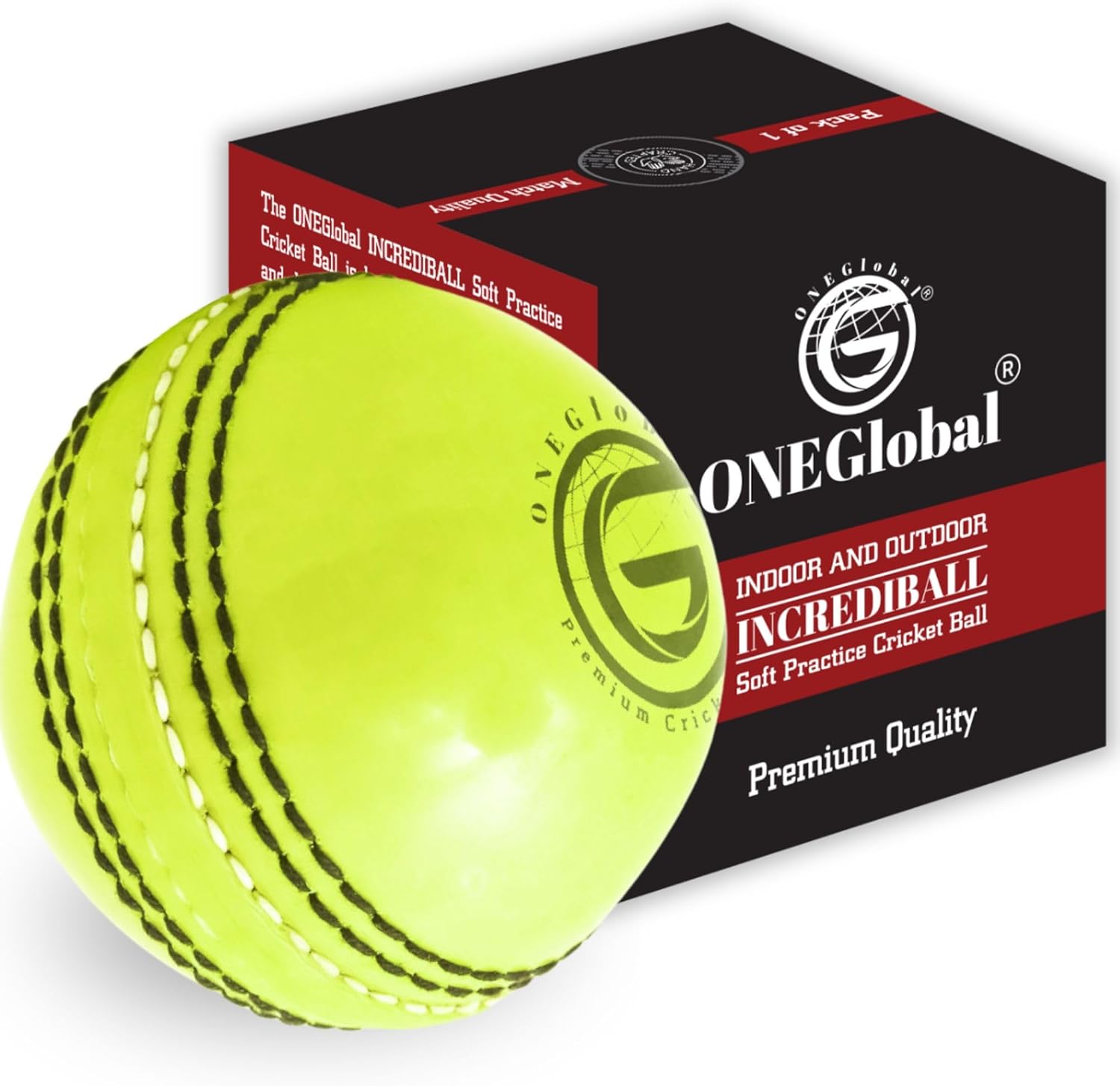 Incrediball Soft Practice Cricket Ball 1-Pack Fluoro Yellow