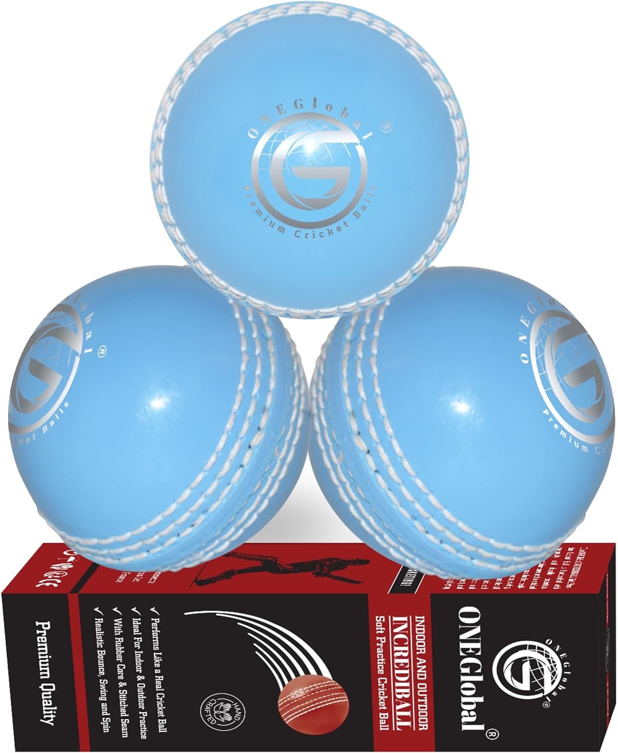 Incrediball Soft Practice Cricket Ball 3-Pack Blue